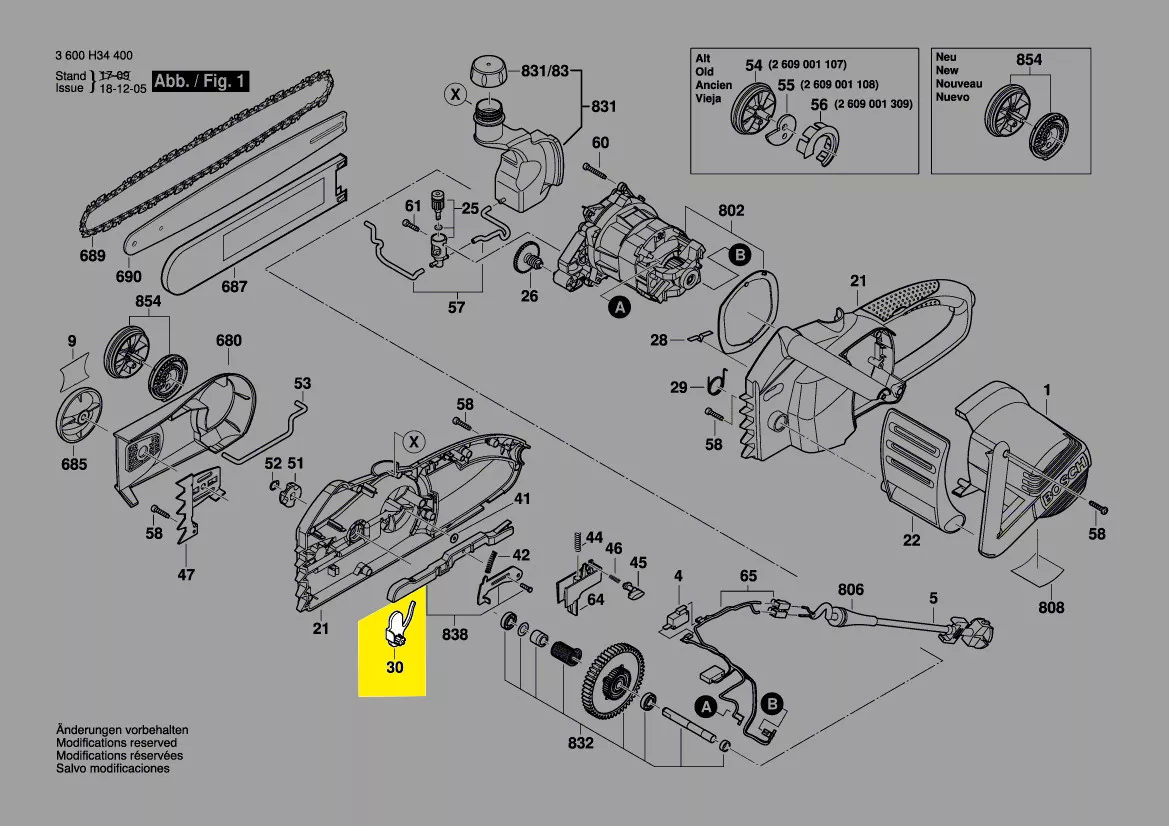 levier commande interrupteur réf. 2 609 001 032 Bosch